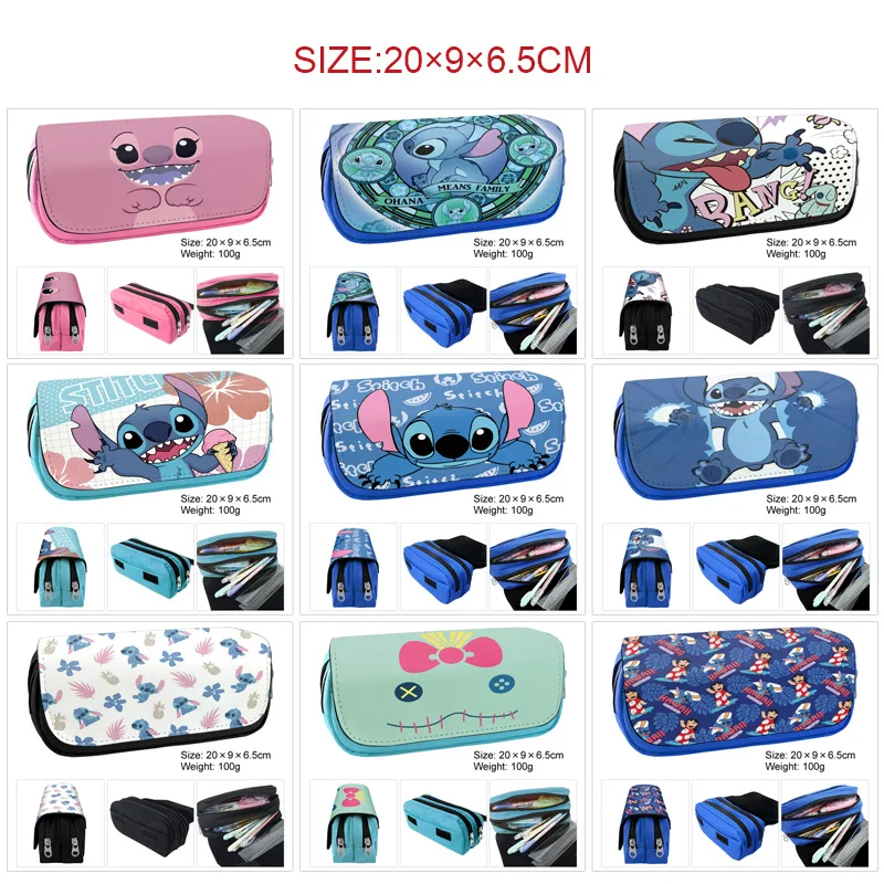 

Disney Stitch Cartoon Animation Peripheral Pu Pen Bags Large Capacity Zipper Pencil Bag Office & School Supplies Pencil Pouch