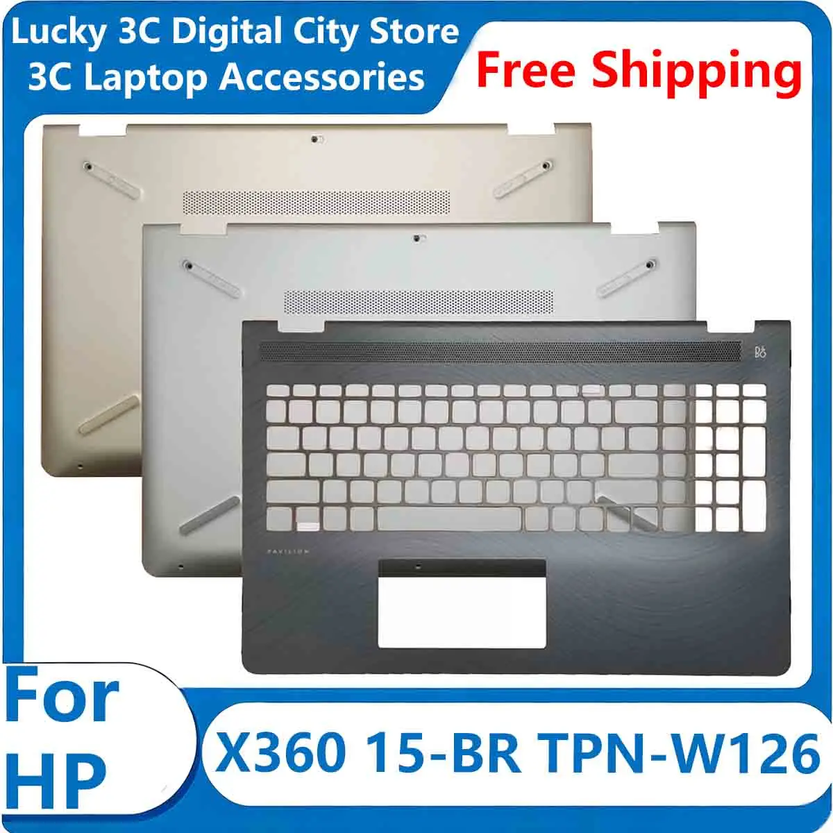 New Laptop Cover For HP X360 15-BR TPN-W126 Replace Laptop Palmrest Cover Bottom Case Golden CD Shell 924505-001 924506-001