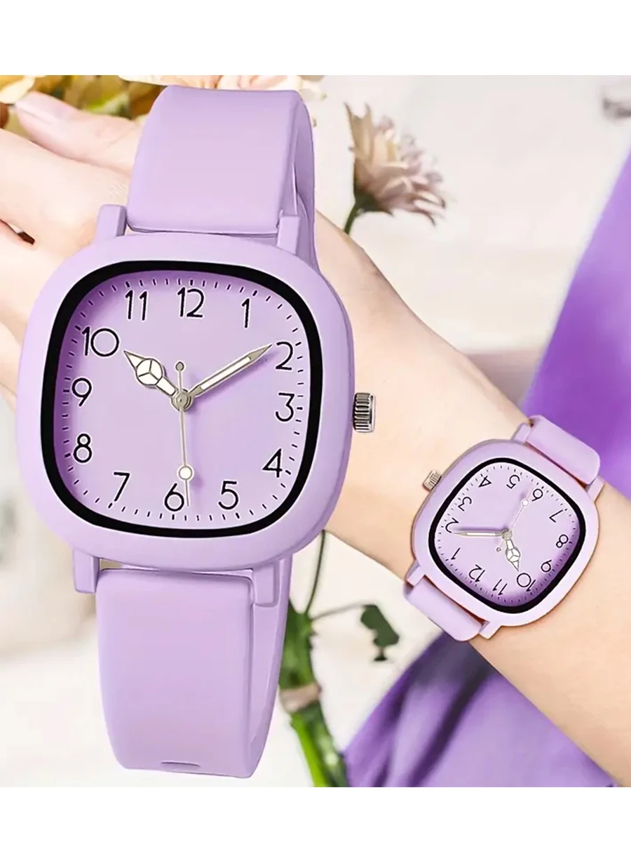 Mode couleur bonbon bande de Silicone femmes montres cadran carré dames montre-bracelet à Quartz pour les filles horloge Reloj Mujer