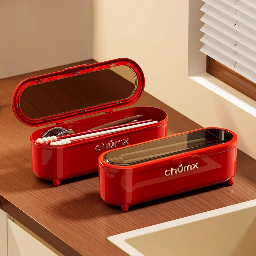 

Контейнер для хранения палочек для еды с крышкой, высококачественный, новый, пыле- и насекомозащищенный, для дома и кухни, с дренажем для вилок и ложек