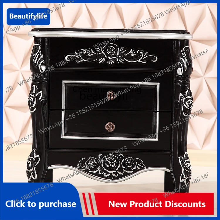 C85 European Bedside Table Bedroom Combination Storage Organizer Cabinet Neoclassical Paint Bedside Cabinet Chest of Drawers