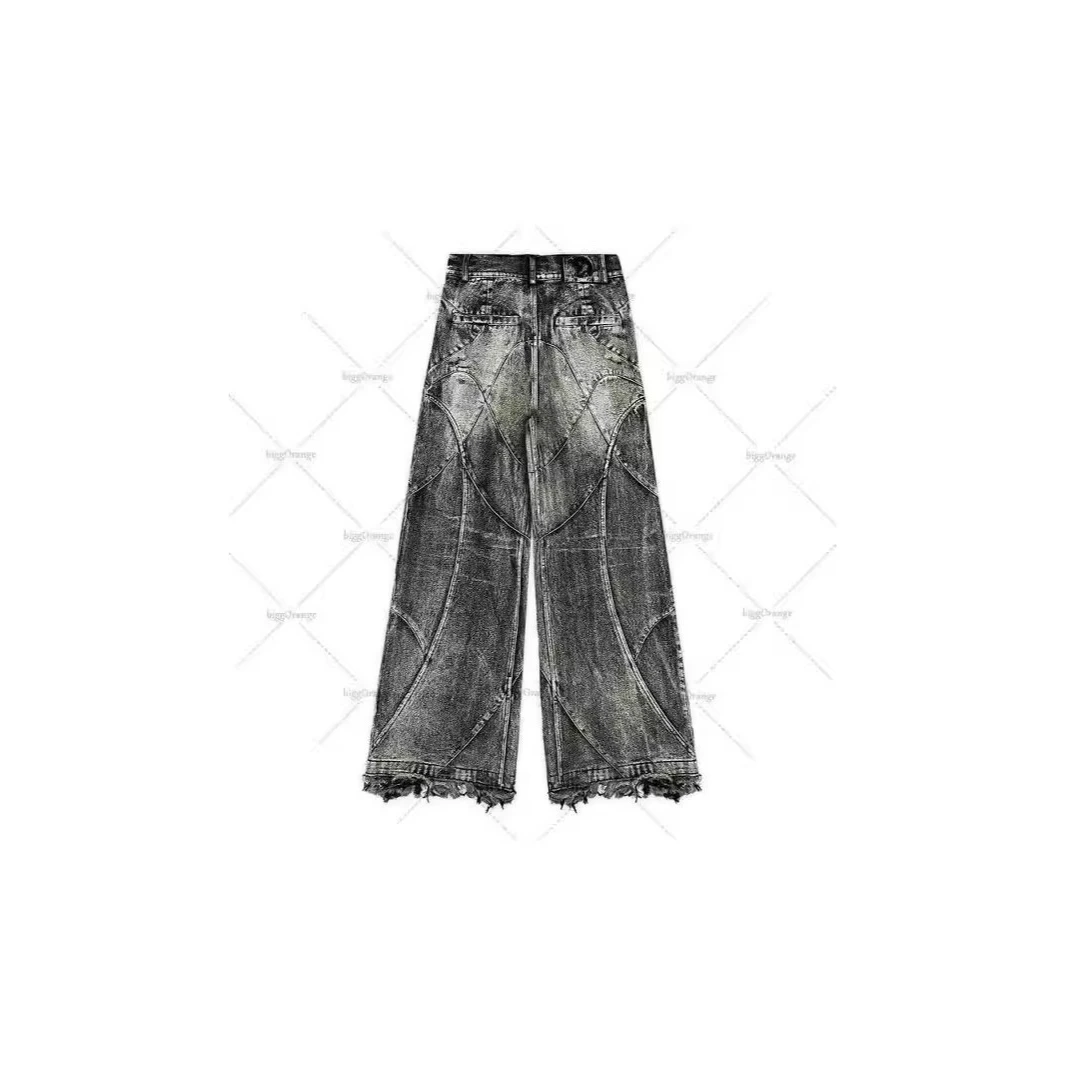 Retro Waed Loose Straight Leg Men's Jeans Street Sle Casual mid Waist Denim Pants No Brand Registered Trademark