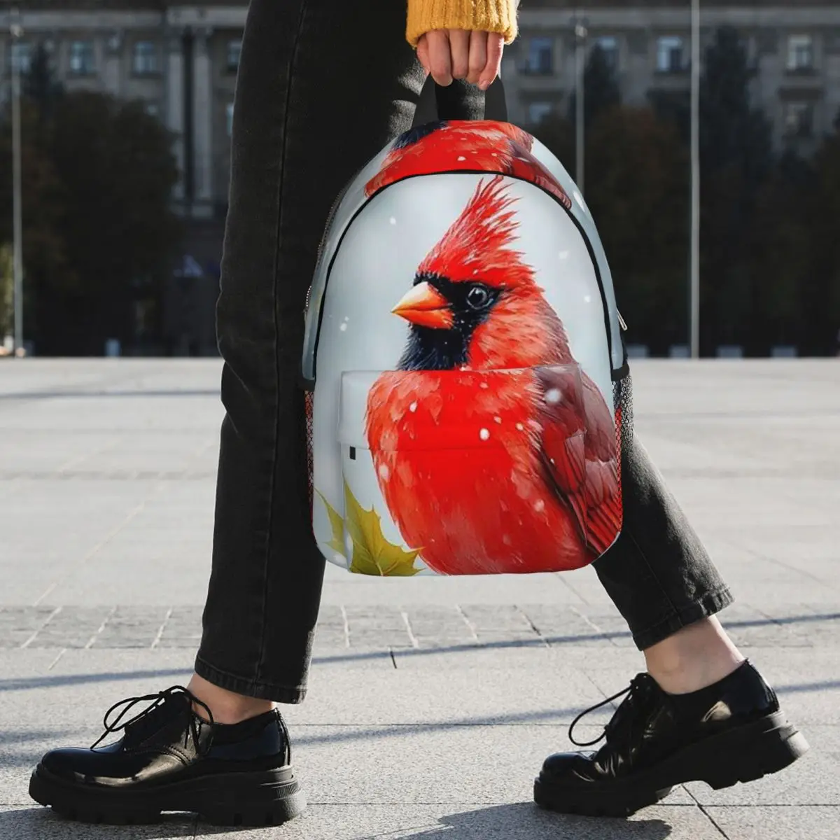 Winter Cardinal Bird On Branch Backpack Student BookBag Kids School Bag Computer Shoulder Bags for Boys Girls