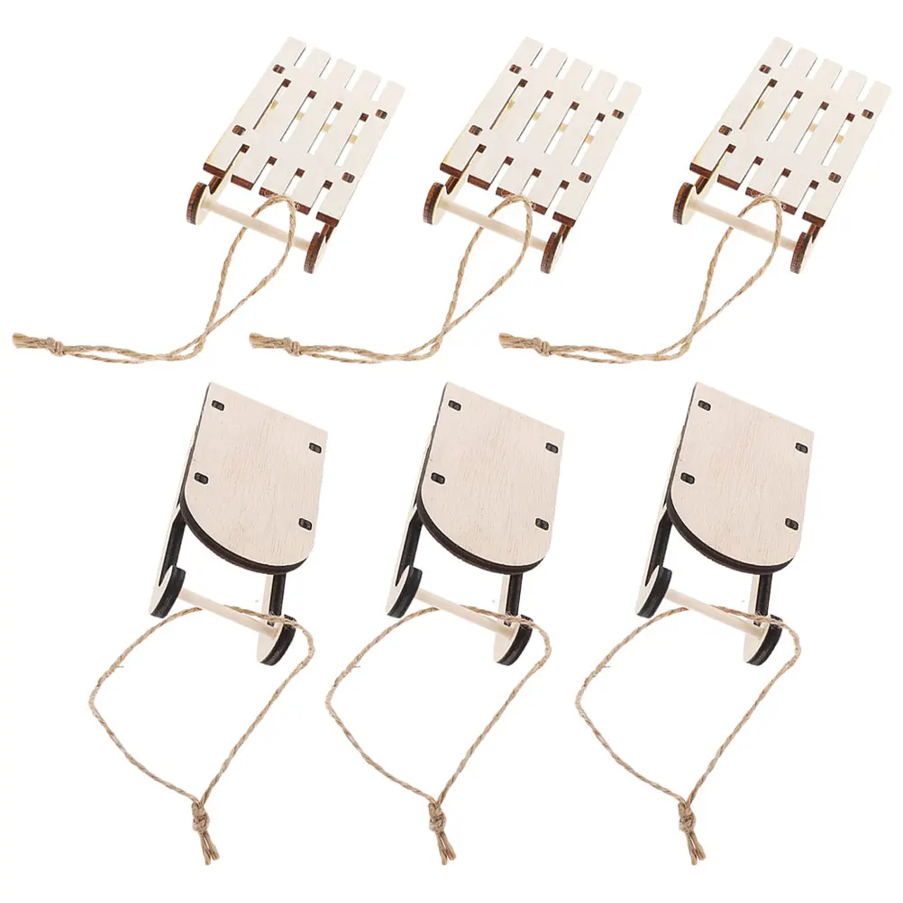 

6 Pcs Mini Sled Car Ornaments Decor Craft Decorations Miniature Sleigh for Crafting
