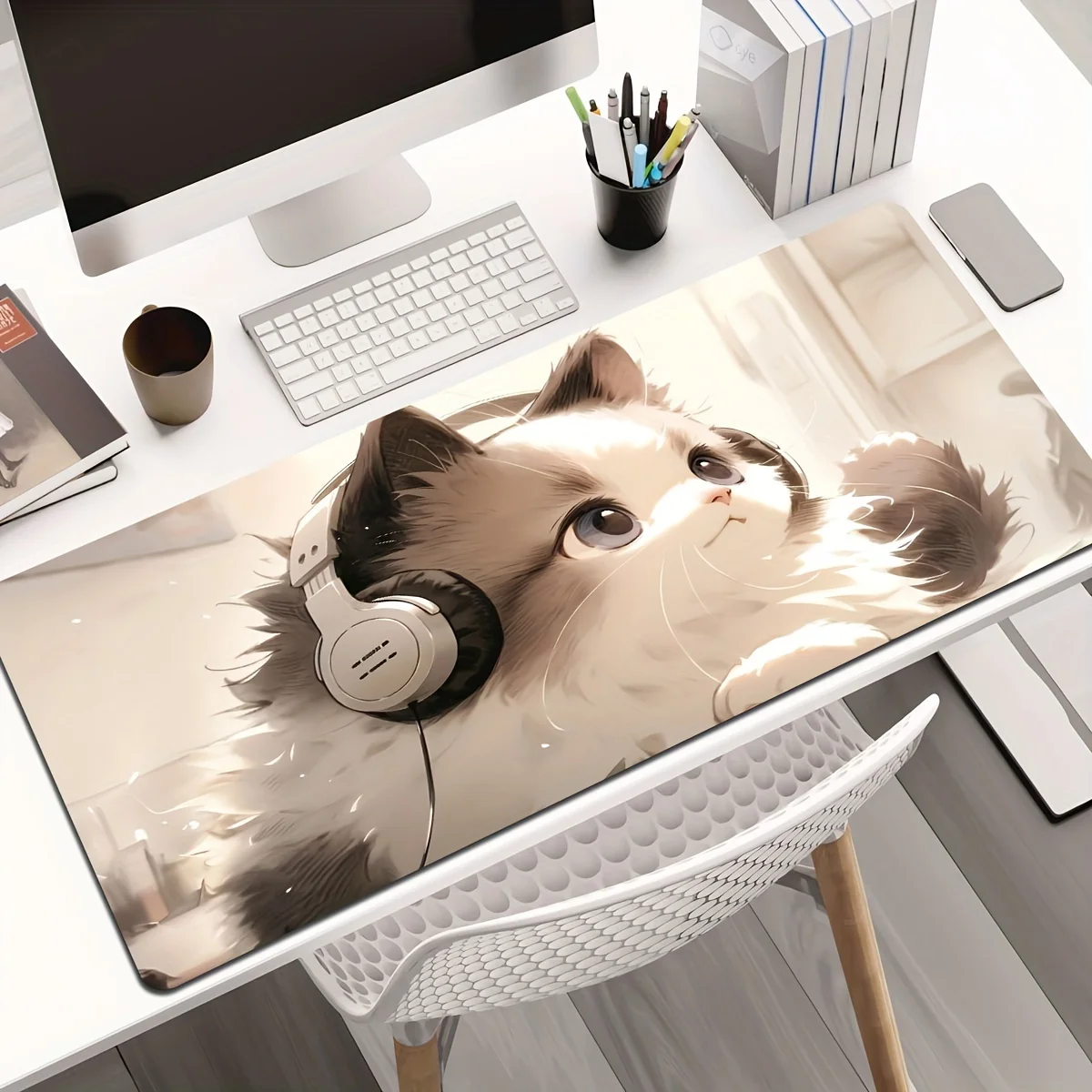 1PC Extra Large Desk Mat 1PC Large Keyboard Desk Protector Mat 1Pc oversized durable mouse pad, cute cat, esports gaming desktop