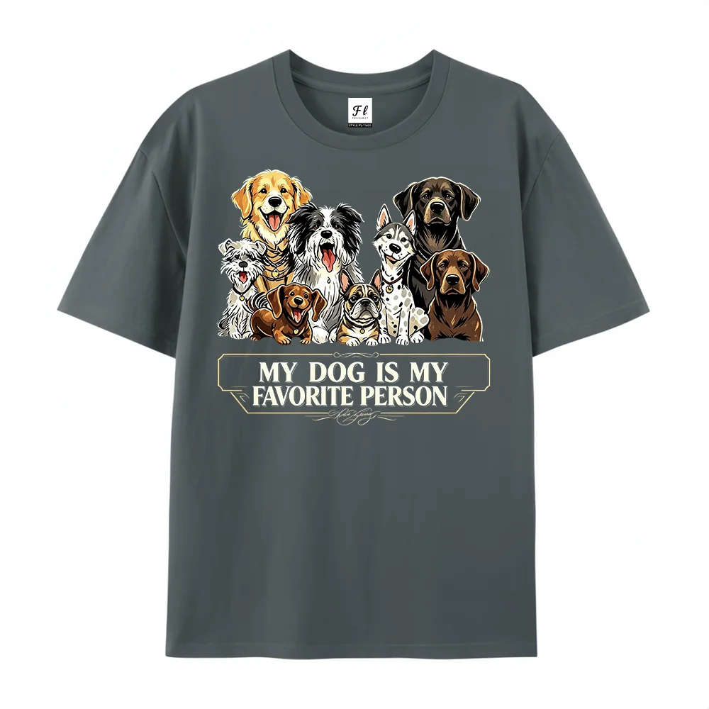 Dog Lover Graphic T Shirt Women Men Cute Puppy Print My Dog Favorite Person Casual Oversized Short Sleeve Unisex Pet Lover Tee