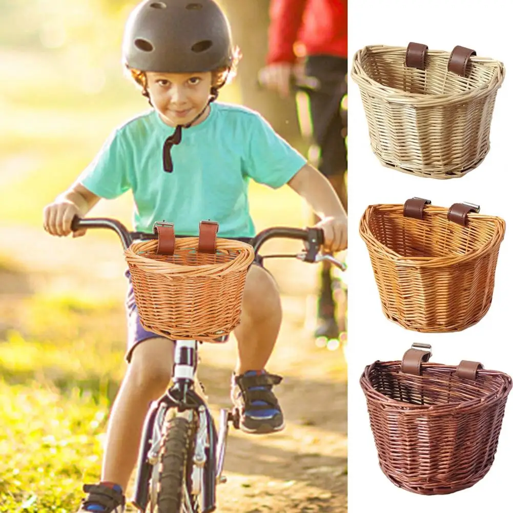 

Cycling Bike Basket Handmade Woven Rattan Bike Baskets Large Capacity Strong Load-bearing Front Handle Bicycle Accessories
