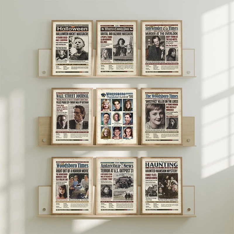 Póster Vintage de Película de Terror, Cuadro en Lienzo de Casa Embrujada, Serie de TV Scream, Película de Crimen, Imagen de Periódico, Decoración de Cine
