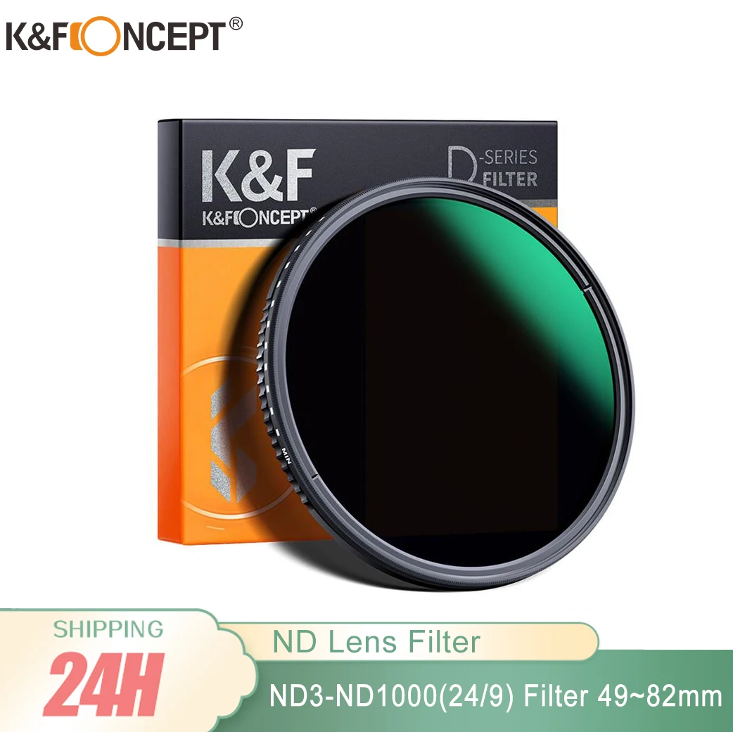 

K&F Concept ND3-ND1000 ND Camera Lens Filter Variable 24 Layers 9 stops Neutral Density 49mm 52mm 67mm 72mm 77mm 82mm