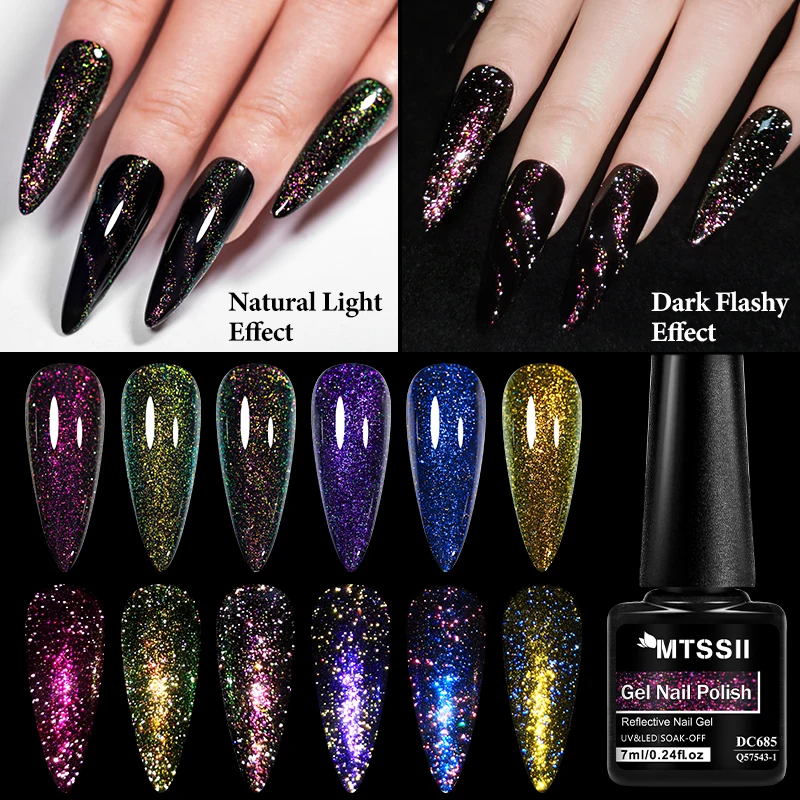 Chameleon reflecterende glittergel nagellak Dark Flashy Aurora Laser Gradient Gel Polish Semi-permanente losweken UV-gelvernis