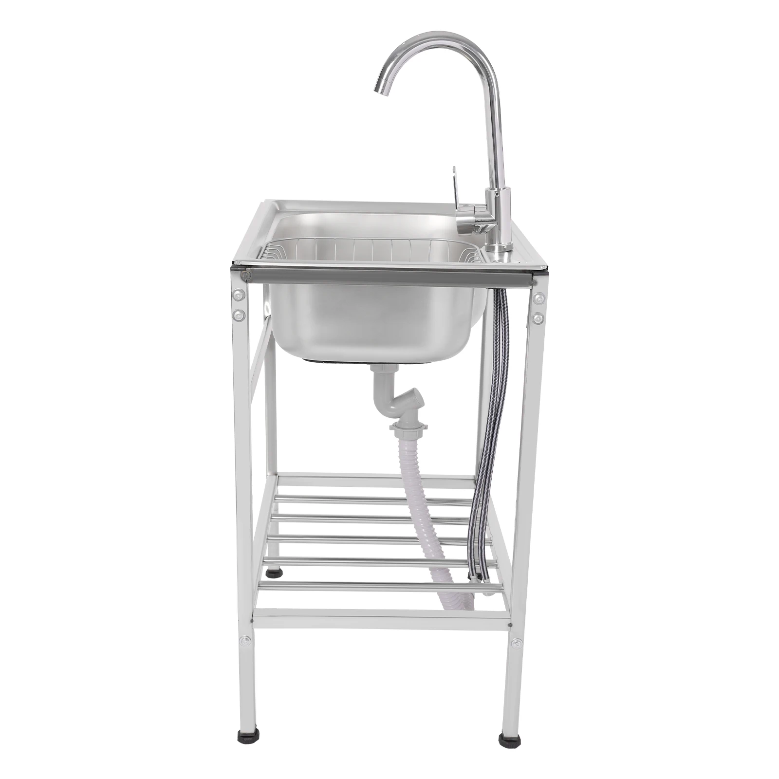 Évier de cuisine utilitaire en acier inoxydable, autoportant, cuve unique, 60x45x75cm