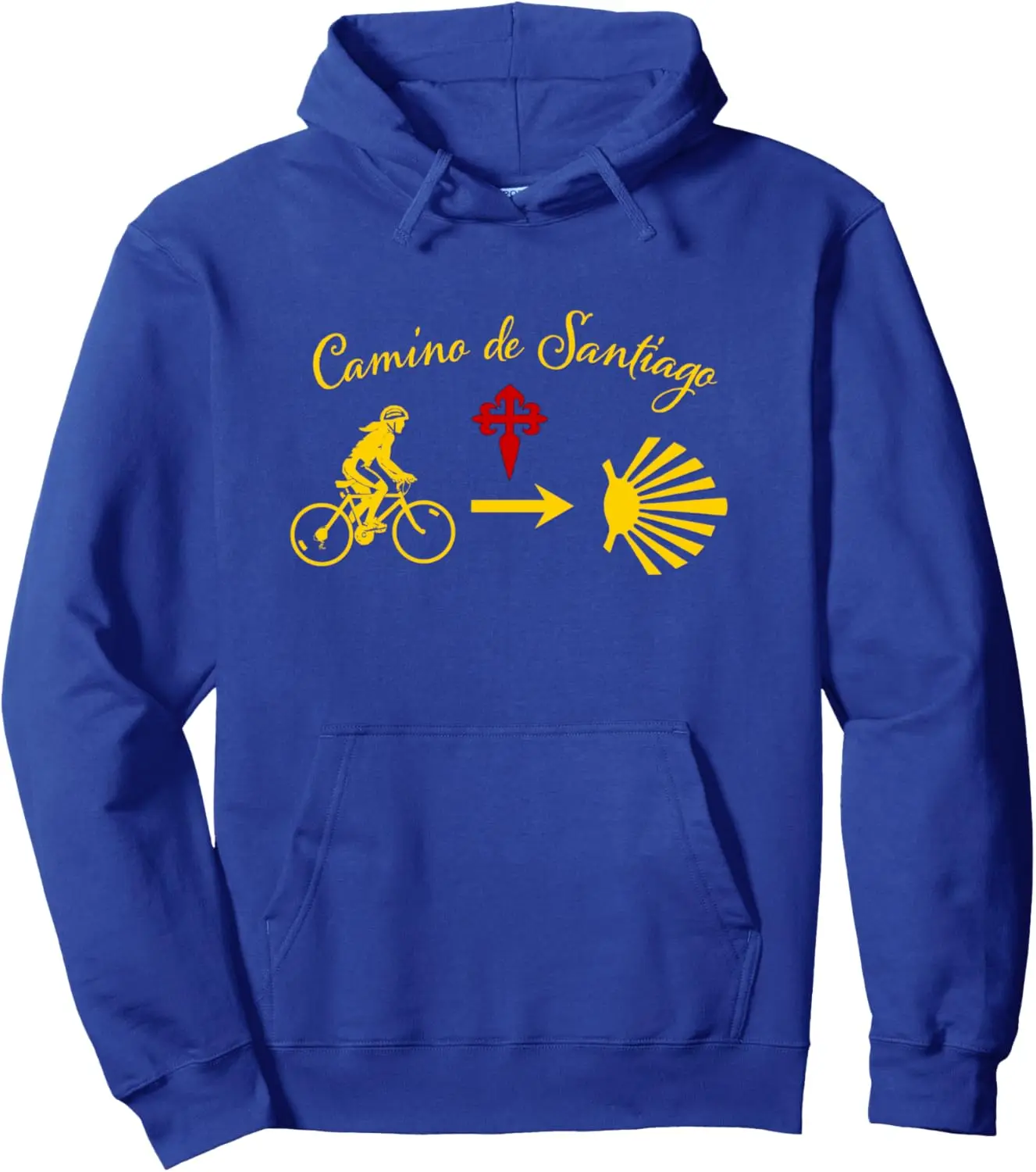 Camino de Santiago Female Bicycle Yellow Arrow Scallop Pullover Hoodie
