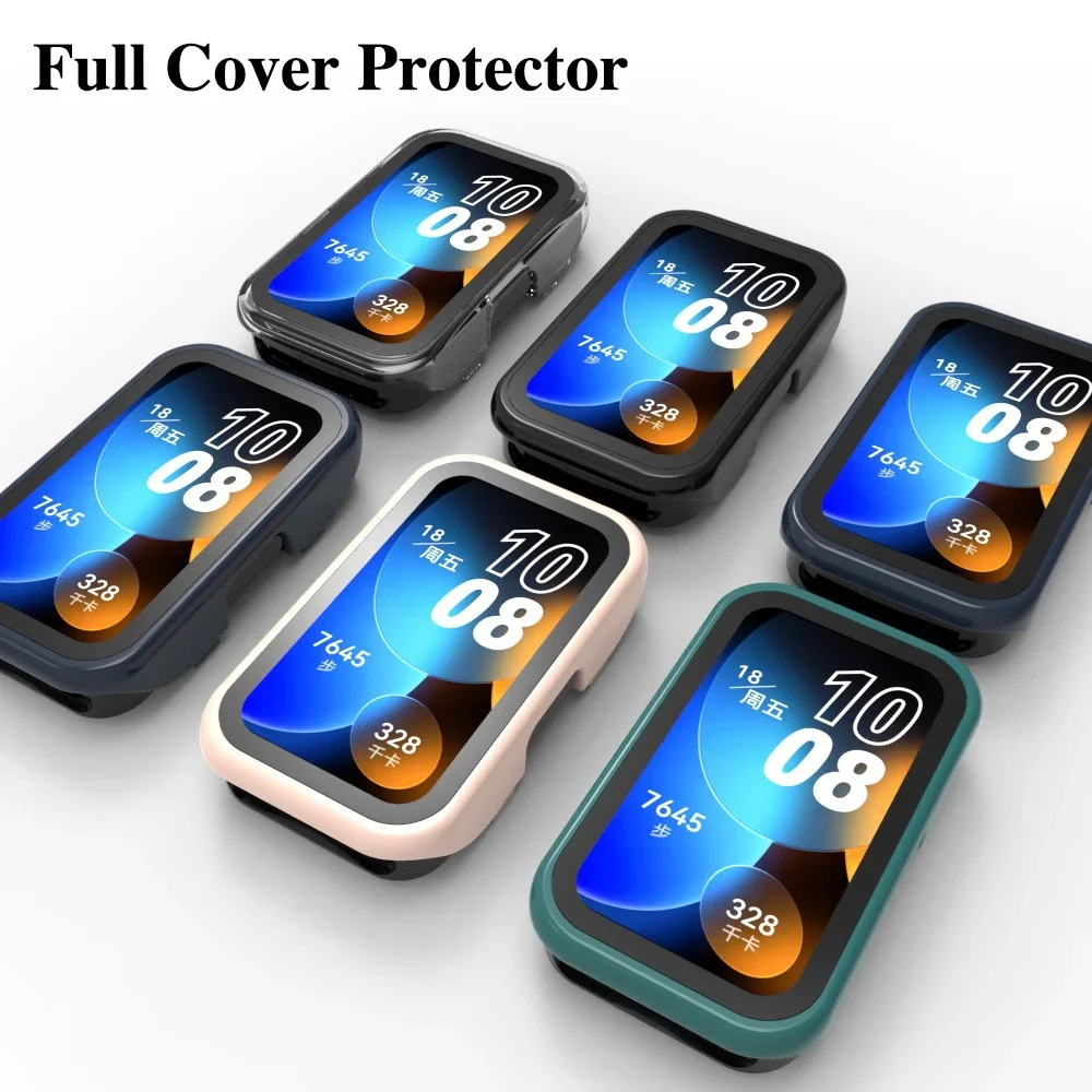 Protector de pantalla de vidrio para Huawei Band 8, carcasa de protección completa, película protectora, funda protectora, parachoques envolvente, antigolpes