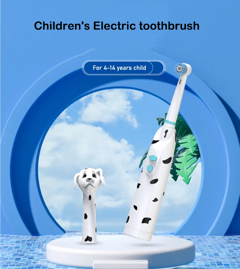 

Children's Electric Toothbrush Rotating Sonic Toothbrush Dust Cover Battery Type IPX5 Dog Cartoon Teeth Whitening Soft Bristle