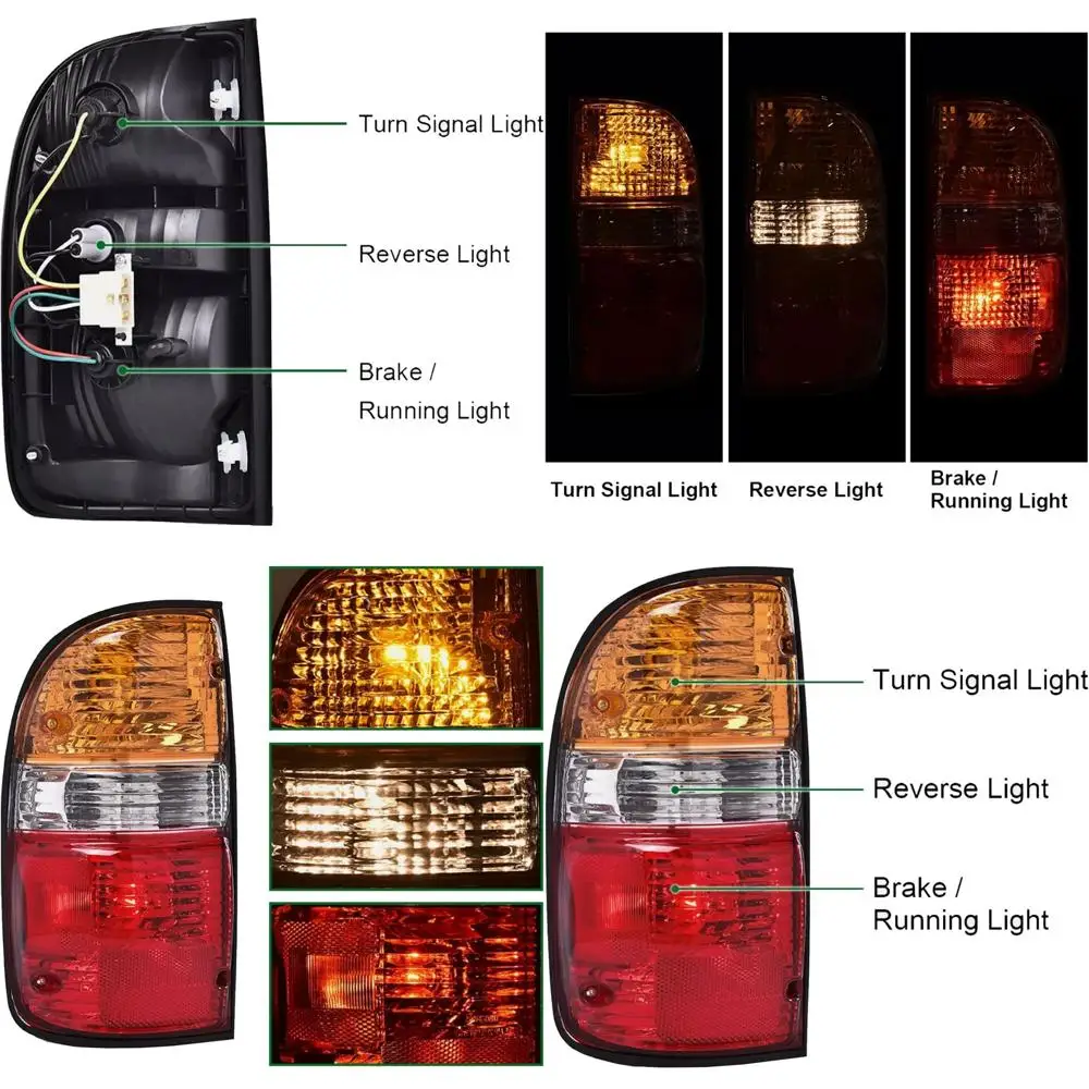

2001-2004 Toyota Tacoma LH & RH Red Brake Light Replacement Tail Lights Set