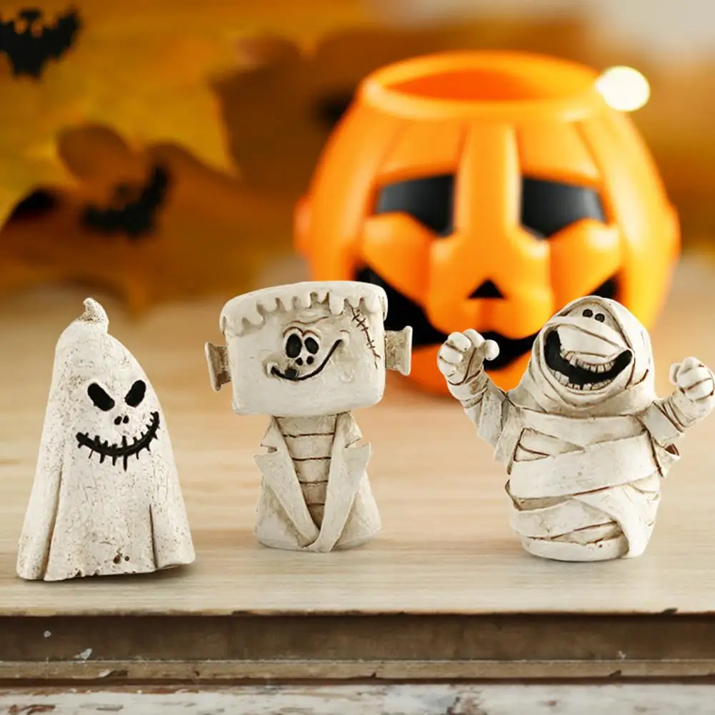 

Resin Halloween Ornament Spooky Distressed Ghost Mummy Pumpkin Candle Cross Tombstone Holiday Desktop Decor Party Supplies Gift