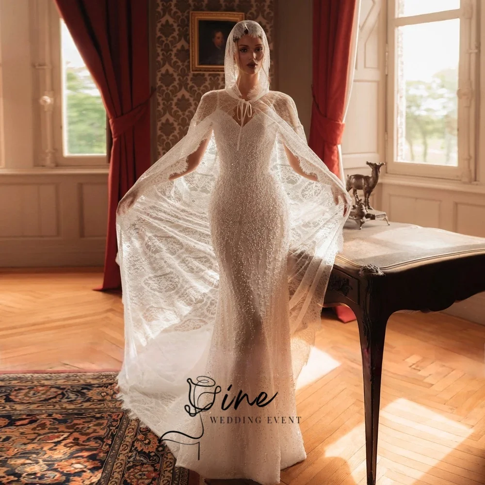 Oine Mermaid Sexy Wedding Dress Spaghetti Straps With Jacket Vestido De Novia Lace Beaded Sequined Customized Made Bridal Gowns