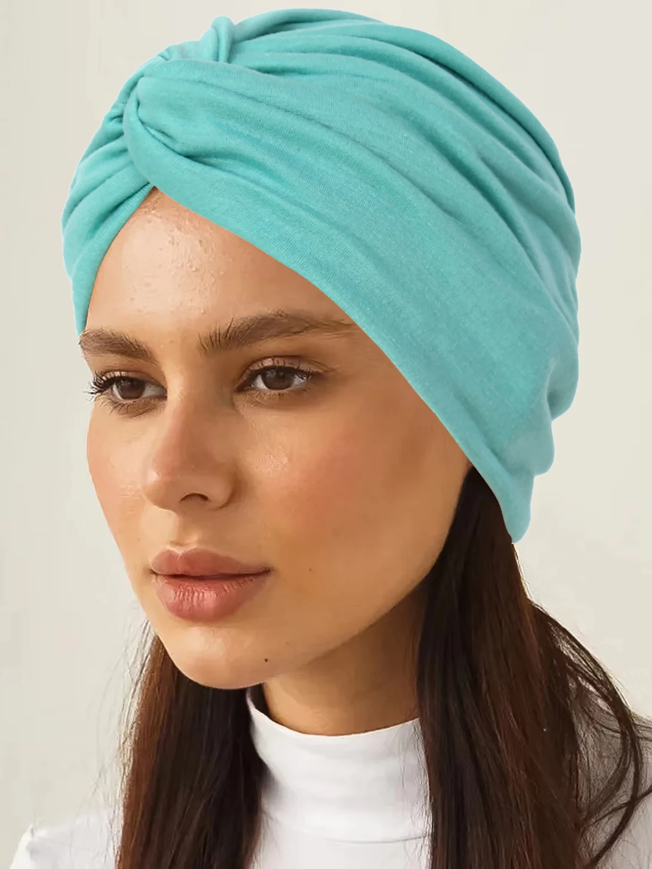 Soft Elastic Women Muslim Hijab Caps Wrap Head Solid Color Indian Turban Bonnet Fashion Headdress Islamic Clothing Accessories