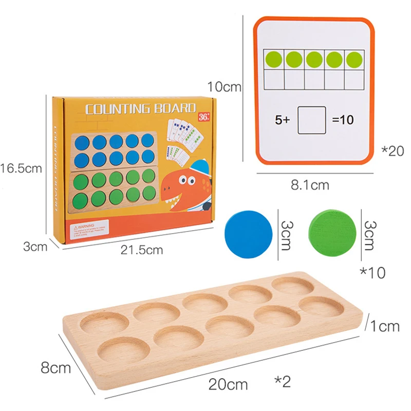 Montessori Ten-Frame Math Toys Preschool Children Number Sense Logical Thinking Count  Kids Early Educational Teaching Aid Game