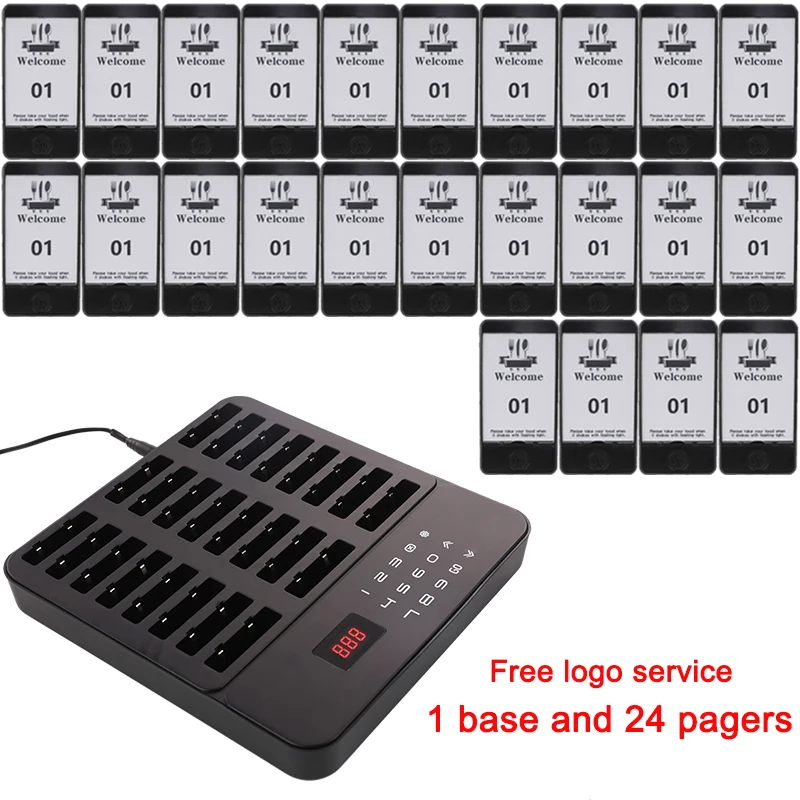 Wireless Restaurant Pager System Buzzer Calling System 24 Beepers Pagers For Food Truck Fast Food Court Shop Bar Cafe
