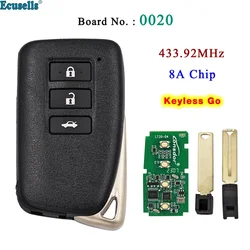 3 Button Keyless Go Smart Remote Key 433.92MHz 8A-88 Chip for Lexus IS300H Board 0020