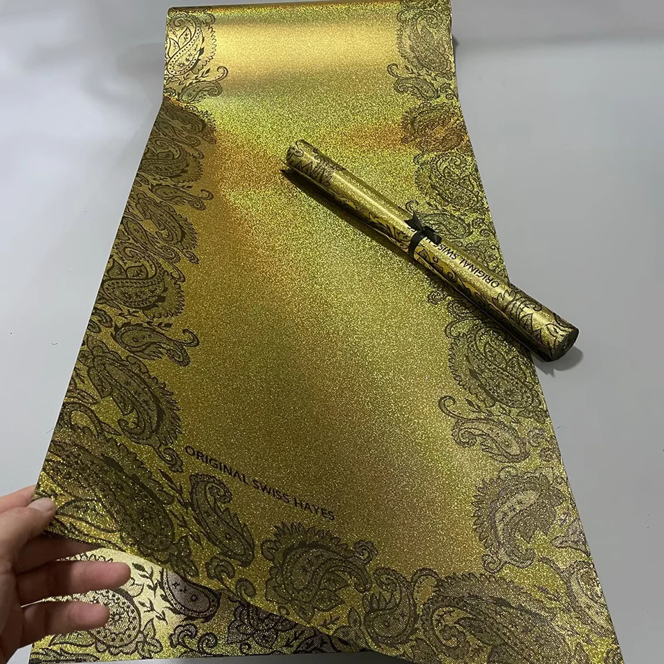 Schwarzer, glitzernder afrikanischer Hayes Latest Sego Gele & Ipele Kopftuchstoff – Damast-/metallisches Jacquard-Material für Damen Autogele TX-7 – Detail 13