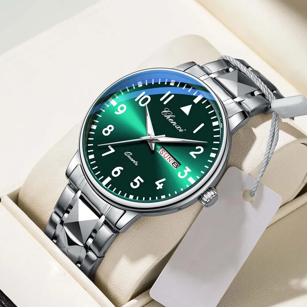 CHENXI ساعة كوارتز رجالية أنيقة الأعمال ساعة اليد التقويم مضيئة مقاوم للماء ساعة اليد الذكور ساعة Relogio