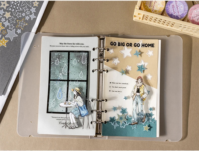 Journal GO 4,5cmx2m Nebel-Matt PET-Klebeband-Aufkleber mit Grundelementen und Gittermustern für Scrapbooking und kreatives Basteln – Detail 11