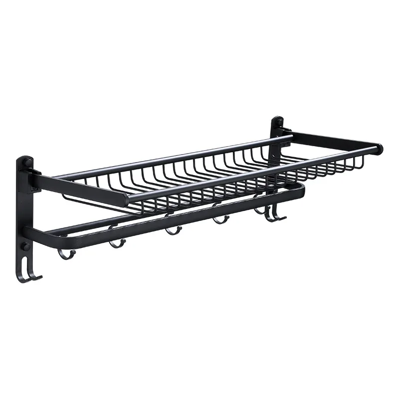 

Jesite Space Aluminum Bathroom Towel Rack Basket Bath Towel Holder Black Towel Hanger Storage Shelf for Bathroom