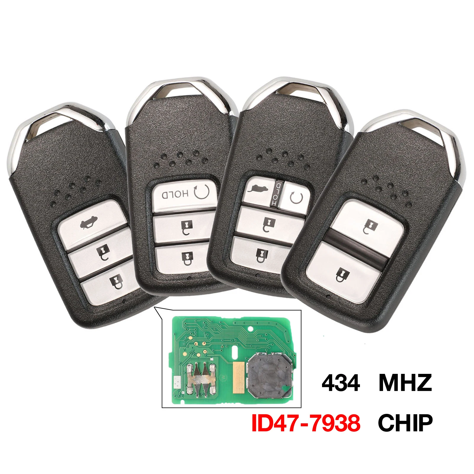 

jingyuqin 2/3/4 Buttons Remote Smart Car Key 434Mhz FSK ID47 PCF7938 Chip For Honda Greiz Fit City Jazz XRV Venzel HRV CRV