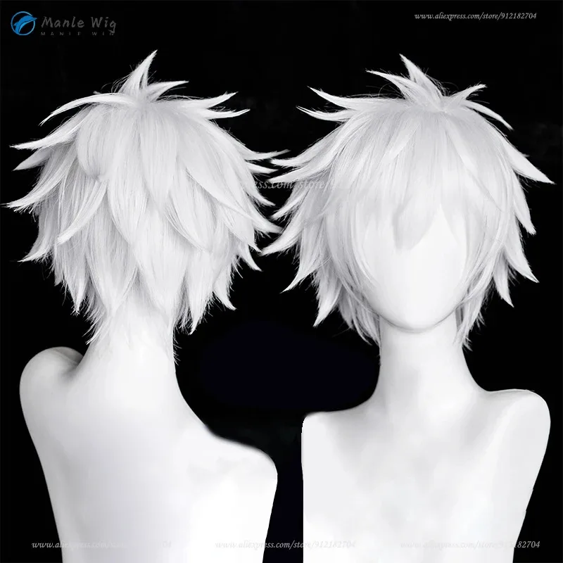 Type 2 /Silver White Zoldyck Cosplay Wig 30cm Short Killua Zaoldyeck Anime Cos Wigs Heat Resistant Synthetic Hair