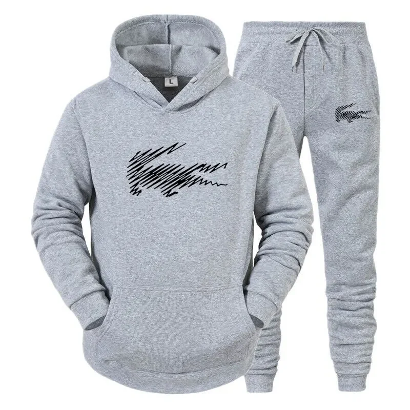 Men\'s Suit Tracksuit Hooded Fleece Sweatshirt +Pants Cotton Male Sport Hoodies Running Sportswear Men Women Brand Autumn Winter