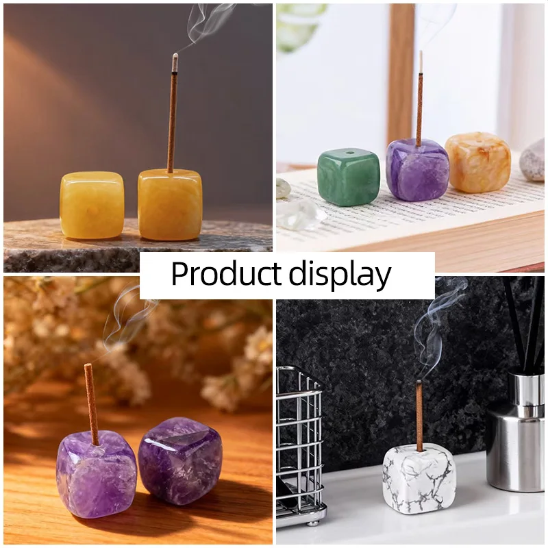 

10 шт., натуральный камень, кристалл, агат, квадратный аромат, держатель для благовоний, основа, катушка, курильница, горелка, буддийский домашний алтарь, украшение стола