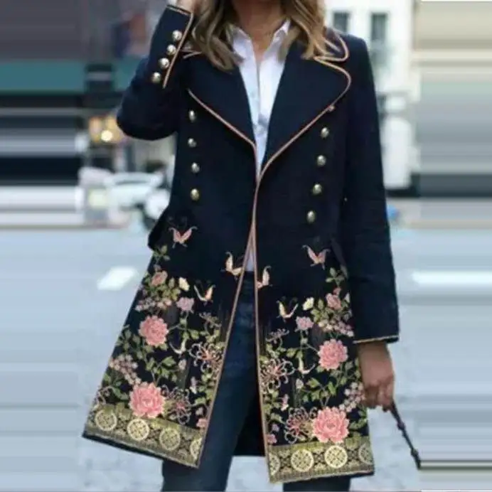 

Ele Women's Woolen Coat Medium Length Advanced Feel Commuter Sle Long Sve Faionable Women's Windbreaker