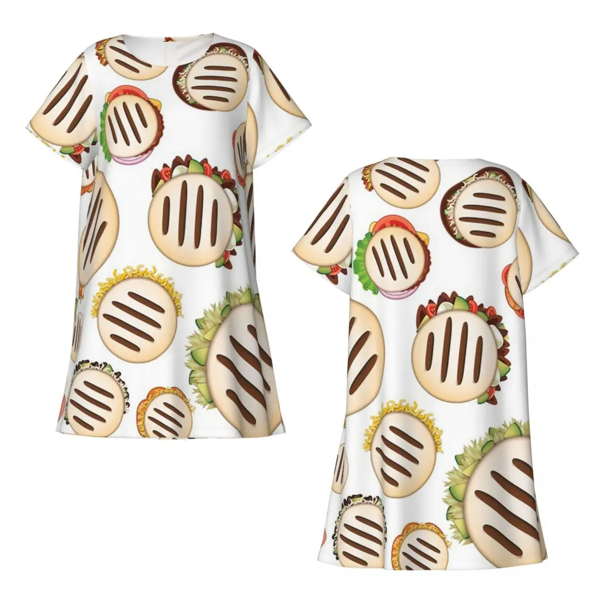 Arepas Pattern Venezuela Short Sleeves Nightdress For Sleeping Sleepshirts Women Short Sleeve Nightgowns  Pajama Dress