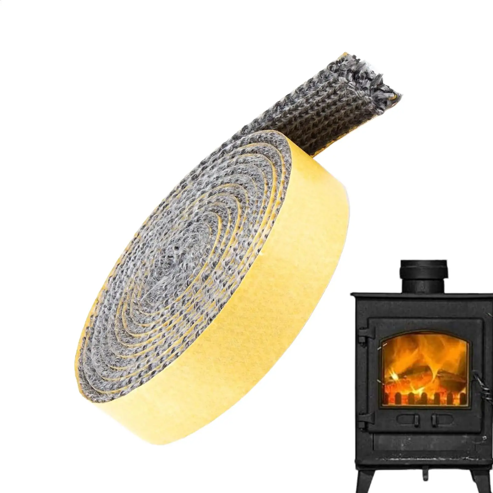 Junta de puerta de estufa de pellets, repuesto de chimenea, junta de fibra de vidrio, quemador, inserto ignífugo para horno de cámara de combustión interior