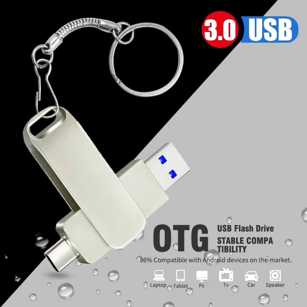 แฟลชไดร์ฟ USB Type-C 2IN 1 USB 3.0แฟลชไดร์ฟ USB แฟลชไดรฟ์ปากกา OTG 32GB 64GB 128GB 256GB