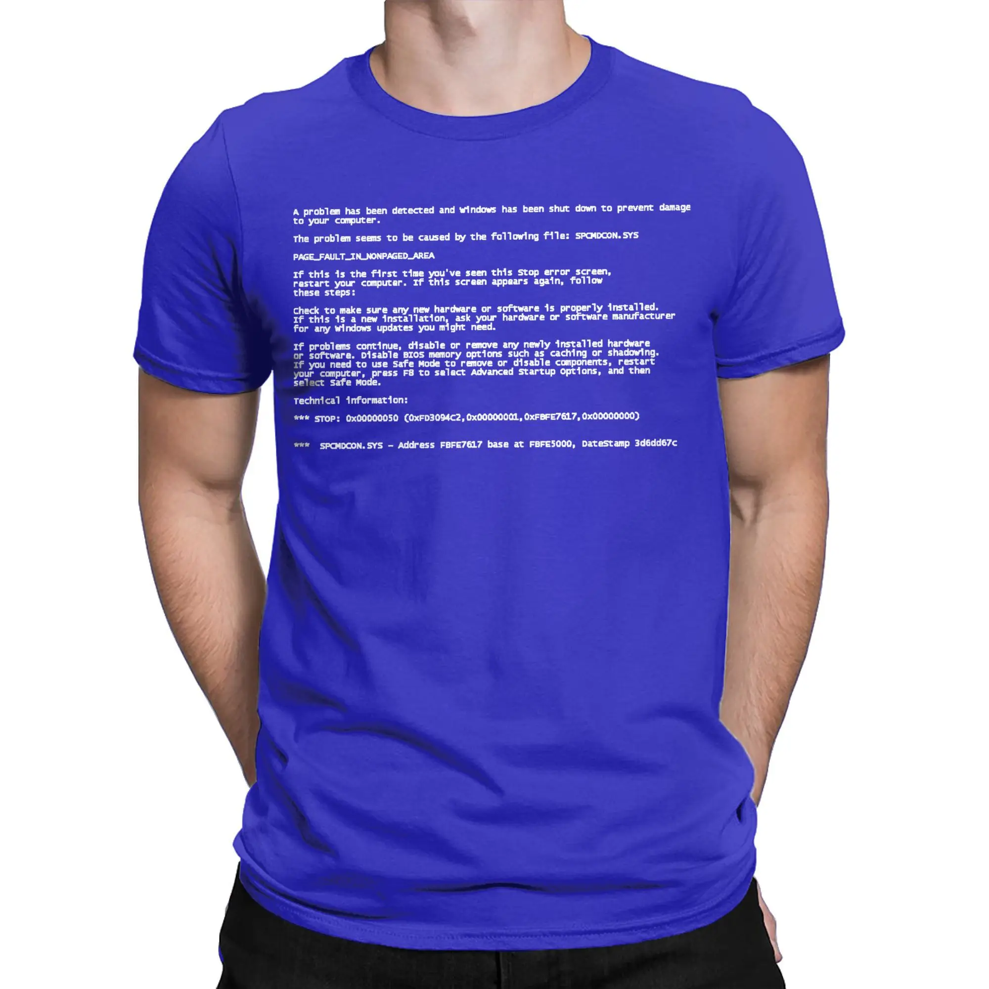 Blue Screen of Death T-Shirt Men Stop Error BSOD System Error Windows XP Vintage Cotton Tee Shirt T Shirt Summer Clothes