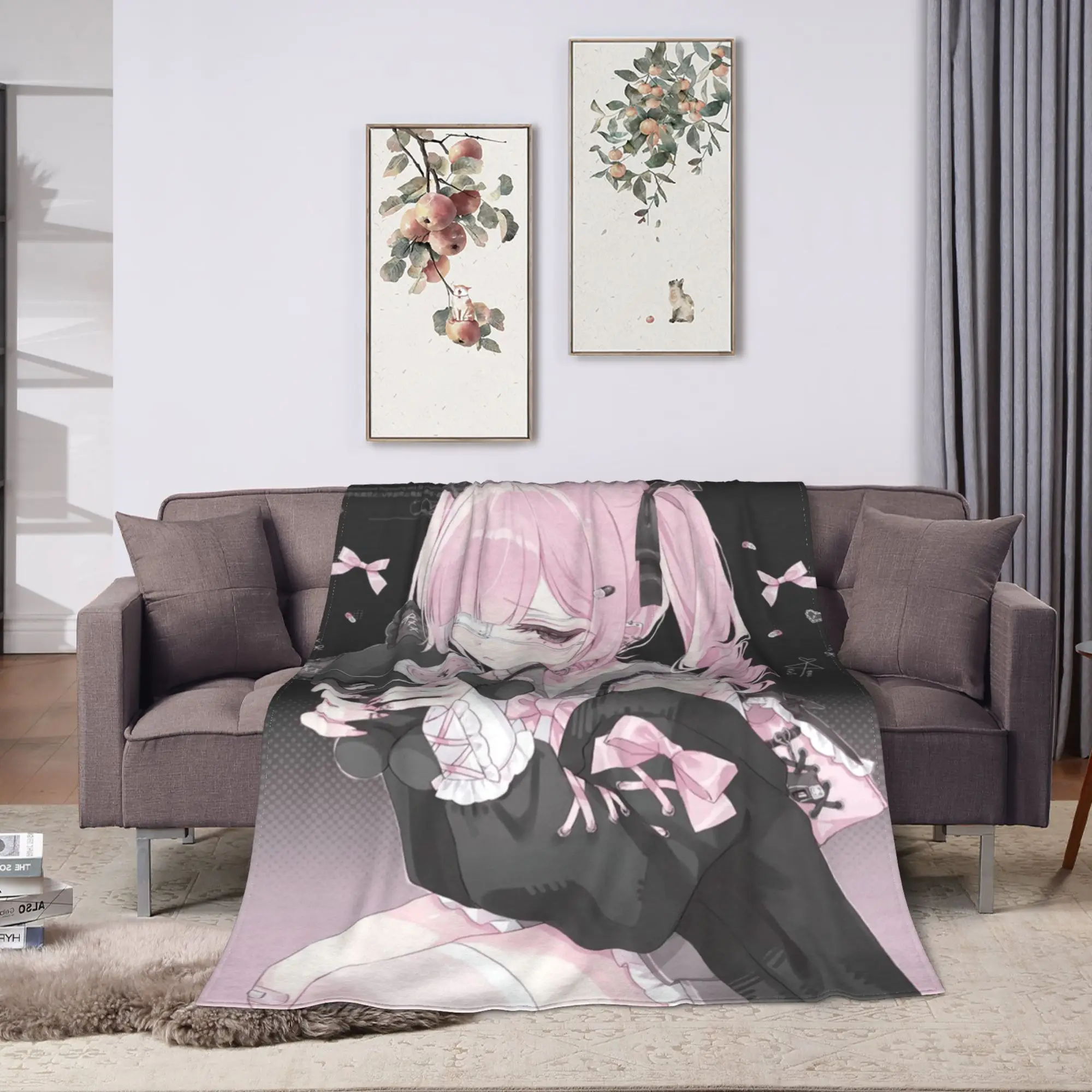 Jirai Kei Soft Blanket  Kids Plush Throw Blanket Graphic Home Decor Flannel Bedspread Sofa Bed Cover