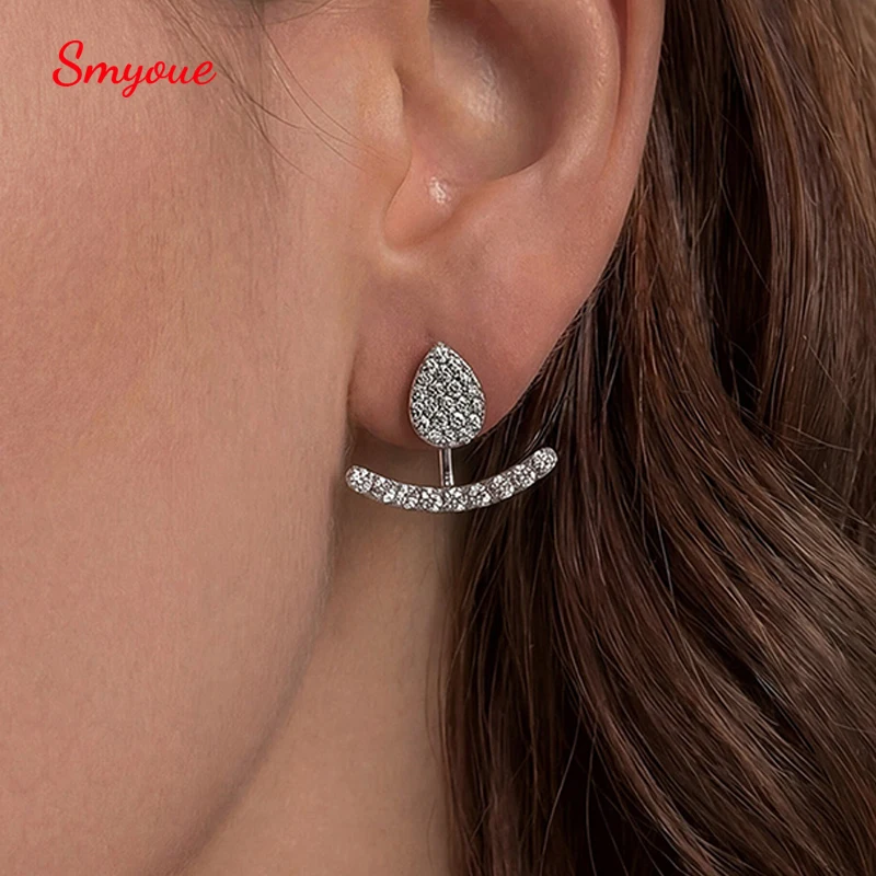 Smyoue New D Vvs1 Full Moissanite Stud Earrings for Women 100% 925 Silver Sparking Wedding Engagement Party Ear Jewelry Gifts