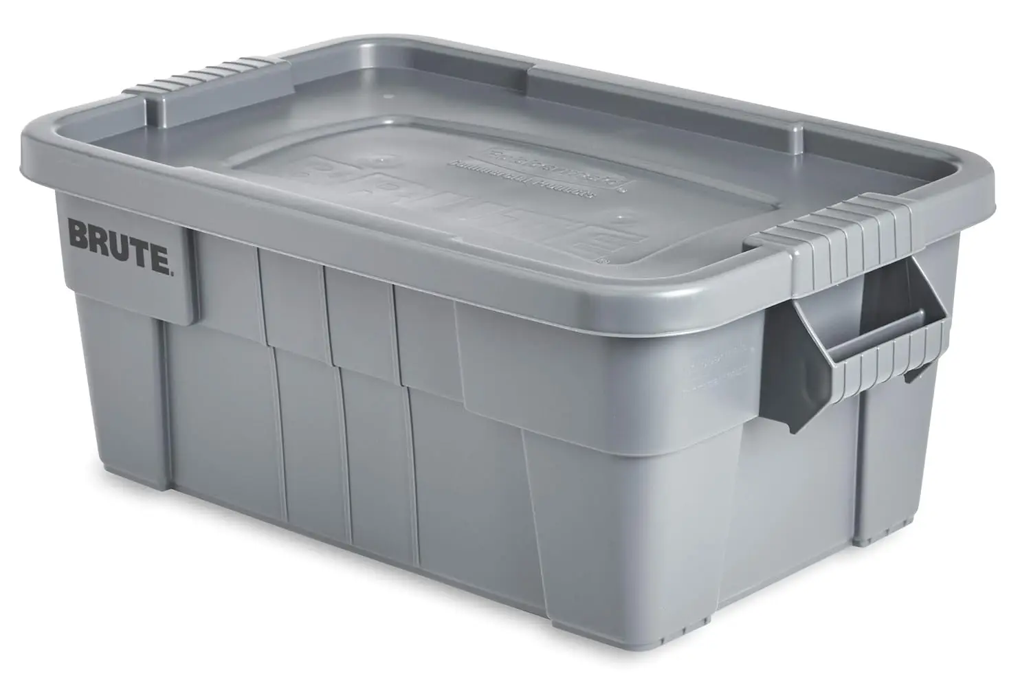 Commercial Products BRUTE Tote Storage Bin with Lid, 14-Gallon, Gray, Pack of 6