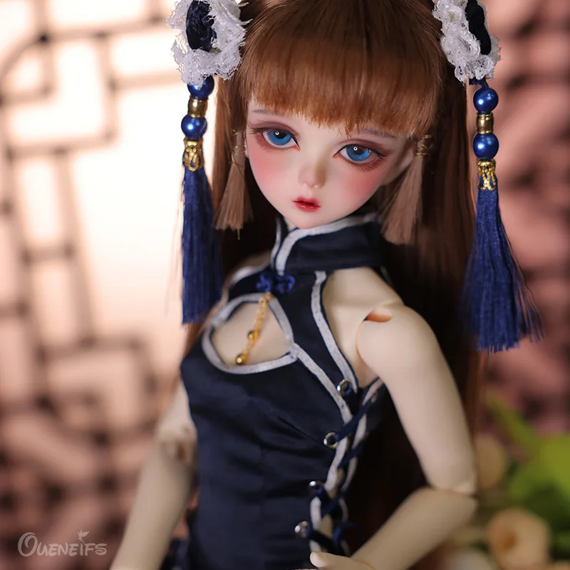 

Vivian BJD Doll 1/4 ShugaFairy Shiori Body Smart Girl Chinese Blue Cheongsam Style High Heels Resin Material Artist Dolls