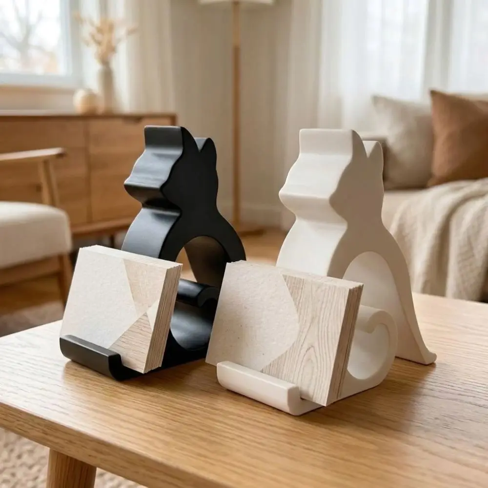 3D Printed Cute Kitten Phone Stand Lovely Cat Shaped Desk Card Display Rack Anti-slip Plastic Desktop Tablet Holder Desk Use