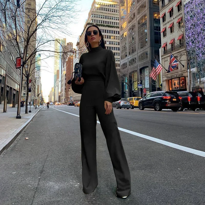 Monos informales ajustados para mujer, peto elegante a la moda, color amarillo liso, con mangas abullonadas y cuello simulado, 2024