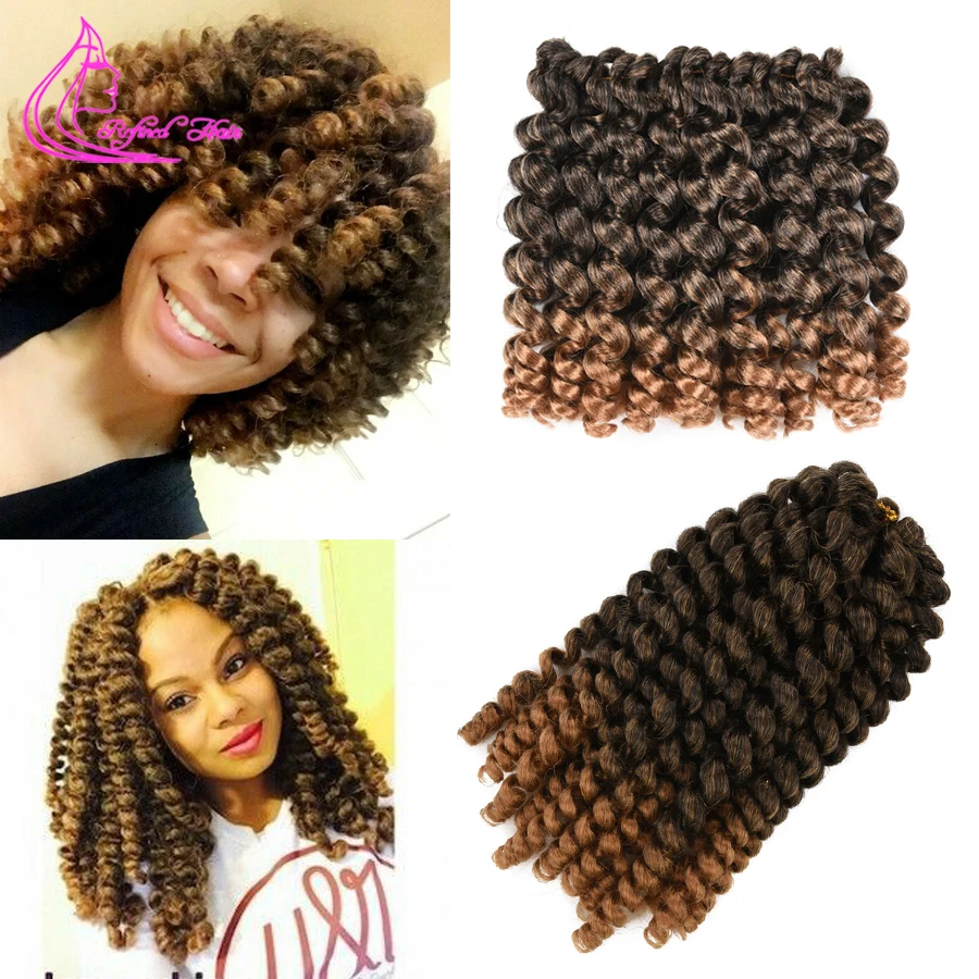 8 12inch Jumpy Wand Curl ombre Crochet Braids Jamaican Bounce Synthetic Crochet Hair Extension for Black Women Girls