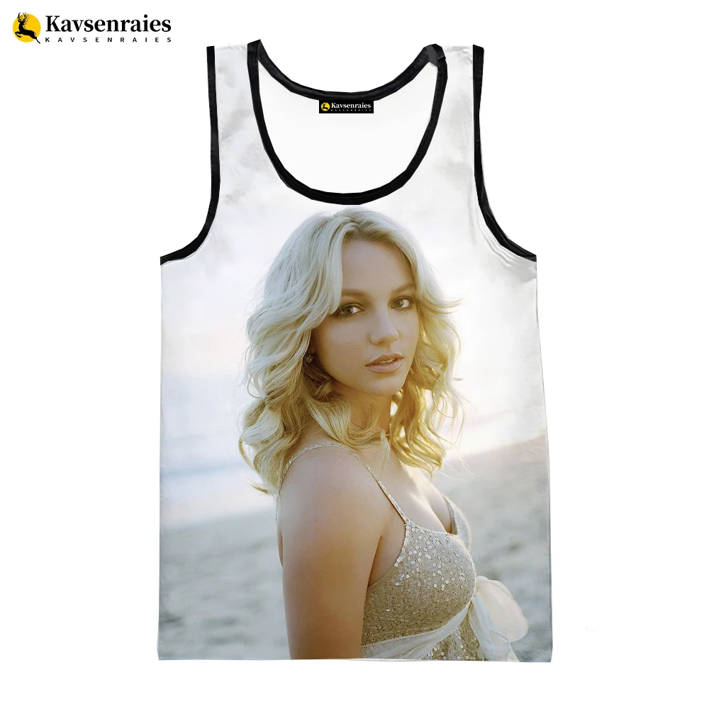 Britney Spears 3D Printed Tank Tops Men Summer Vest Women Fashion Casual CoolSleeveless Shirts Hip Hop Oversized Men's Clothing