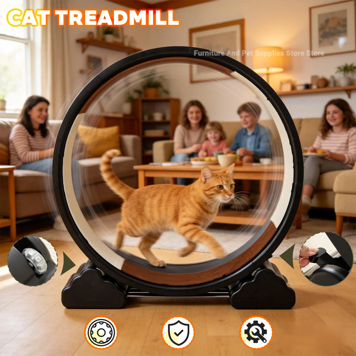 

Cat sports wheel large cat treadmill wheel indoor cat running wheel detachable carpet with safety buckle device cat turntable