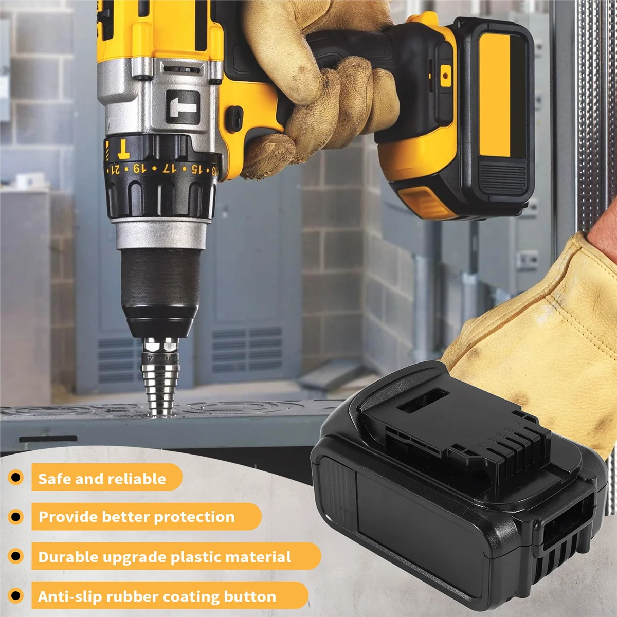 ABJG-para 10 Core 18V/20V Kit de caja de plástico de repuesto de batería de iones de litio Dcb180 carcasa de batería de iones de litio (No