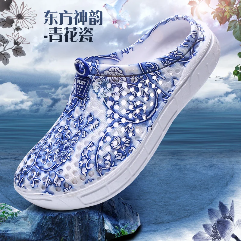 Large Print Hole Slipper Shoes Women\'s Lightweight Soft Garden Shoes New EVA Beach Slippers Man Water Shoes