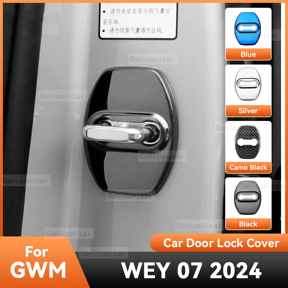 

For GWM WEY 07 2024-2025 Accessories Car Door Lock Protect Cover Emblems Case Stainless Steel Decoration Protection